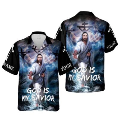 God Is My Savior Religious Hawaiian Shirt For Men, Christian Hawaiian Shirt, Gift For Christian Short Sleeve Shirt