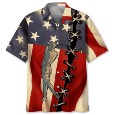 Golf America Flag Hawaiian Shirt, Funny Hawaiian Shirt, Usa Hawaiian Shirt, Vintage Hawaiian Short Sleeve Shirt