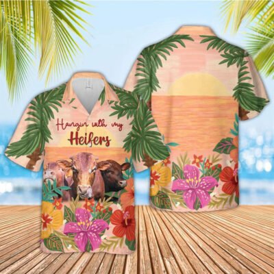 Hawaiian Cow Shirt, Beefmaster Hangin With My Heifers 3D Hawaiian Shirt, Animal Hawaiian Shirts, Farmer Shirts