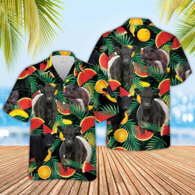 Hawaiian Cow Shirt, Belted Galloway Watermelon Hawaiian Shirt, Animal Hawaiian Shirt, Farmer Short Sleeve Shirt