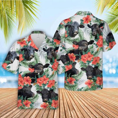 Hawaiian Cow Shirt, Black Angus Hawaiian Shirt, Animal Hawaiian Shirt, Farmer Short Sleeve Shirt