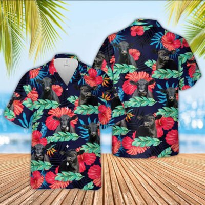 Hawaiian Cow Shirt, Black Angus Hawaiian Shirts, Animal Hawaiian Shirts, Farmer Shirts