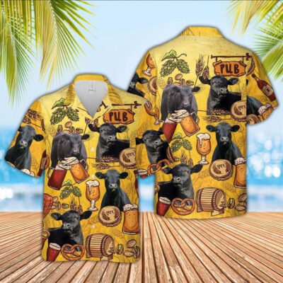 Hawaiian Cow Shirt, Black Angus Hawaiian Shirts, Pub Hawaiian Shirt, Animal Hawaiian Shirts, Farmer Shirts