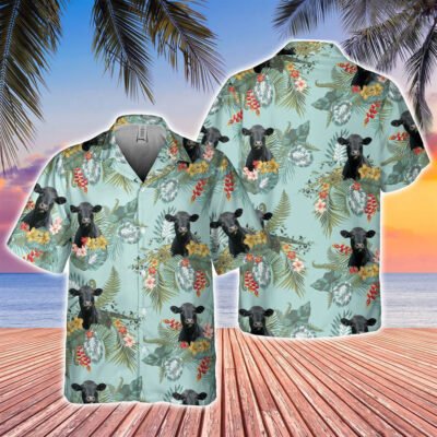 Hawaiian Cow Shirt, Black Angus Tropical Flowers Pattern Hawaiian Shirt, Animal Hawaiian Shirts, Farmer Shirts