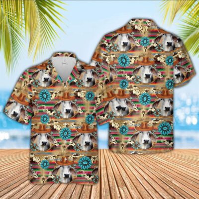 Hawaiian Cow Shirt, Brahman Cowboy Pattern 3D Hawaiian Shirt, Animal Hawaiian Shirts, Farmer Shirts