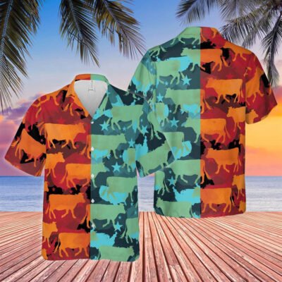 Hawaiian Cow Shirt, Cow Camo Hot And Cold All Over Printed 3D Hawaiian Shirt, Animal Hawaiian Shirt, Farmer Short Sleeve Shirt