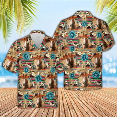 Hawaiian Cow Shirt, Dexter Cowboy Pattern 3D Hawaiian Shirt, Animal Hawaiian Shirt, Farmer Short Sleeve Shirt