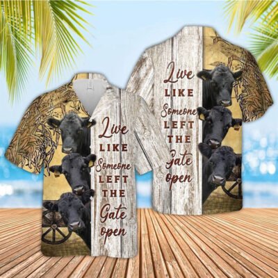 Hawaiian Cow Shirt, Dexter Woods Pattern Hawaiian Shirt, Animal Hawaiian Shirt, Farmer Short Sleeve Shirt