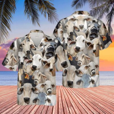 Hawaiian Cow Shirt, Herd Of Brahman Cattles All Over Printed 3D Hawaiian Shirt, Animal Hawaiian Shirts, Farmer Shirts