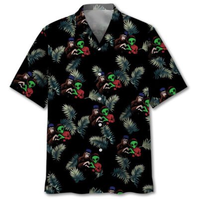 I Believe Funny Bigfoot Alien Hawaiian Shirt, Funny Hawaiian Shirt, Cool Hawaiian Shirts, Best Hawaiian Shirts