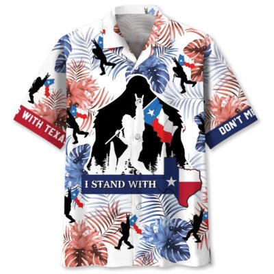 I Stand With Texas Bigfoot Hawaiian Shirt, Funny Hawaiian Shirt, Cool Hawaiian Shirts, Best Hawaiian Shirts