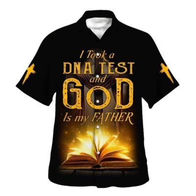 I Took A DNA Test And God Is My Father Bible Cross Hawaiian Shirt For Men, Christian Hawaiian Shirt, Gift For Christian Short Sleeve Shirt