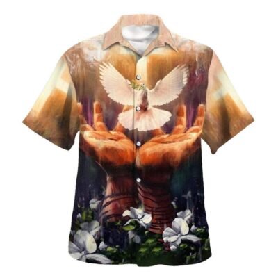 Jesus Christ Hand Hold Dove Hawaiian Shirt For Men, Christian Hawaiian Shirt, Gift For Christian