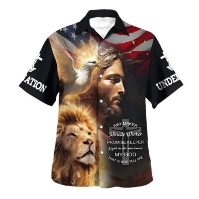 Jesus Christ Lion Way Maker Miracle Worker Christian Bible Verse Hawaiian Shirt For Men, Christian Hawaiian Shirt, Gift For Christian
