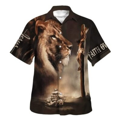 Jesus Faith Over Lion Christian Have Faith Hawaiian Shirt For Men, Christian Hawaiian Shirt, Gift For Christian