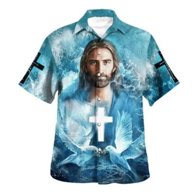Jesus Pigeon Cross Hawaiian Shirt For Men, Christian Hawaiian Shirt, Gift For Christian