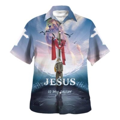 Jesus Walking On The Water Jesus Is My Savior Hawaiian Shirt For Men, Christian Hawaiian Shirt, Gift For Christian