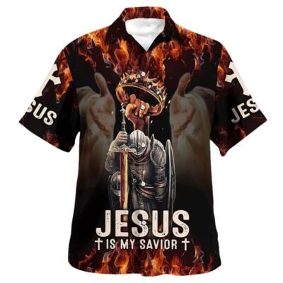 Knight Template Armor Of God Jesus Is My Savior Warrior Hawaiian Shirt For Men, Christian Hawaiian Shirt, Gift For Christian