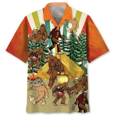 Let'S Go Camping Bigfoot Beer Hawaiian Shirt, Funny Hawaiian Shirt, Cool Hawaiian Shirts, Best Hawaiian Shirts