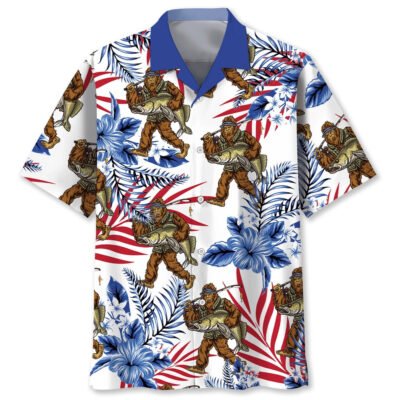 Let'S Go Fishing Bigfoot Hawaiian Shirt, Funny Hawaiian Shirt, Cool Hawaiian Shirts, Best Hawaiian Shirts