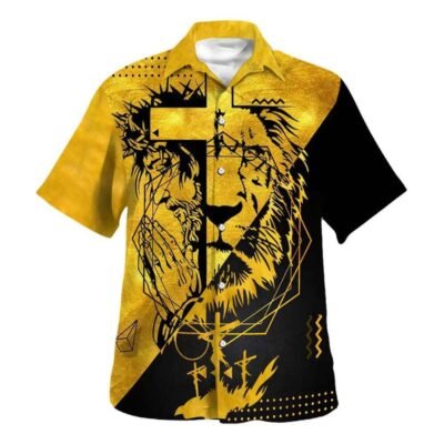 Lion Jesus Is My God Hawaiian Shirt For Men, Christian Hawaiian Shirt, Gift For Christian Short Sleeve Shirt