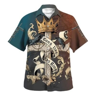 Long Live The King Christian Jesus King Of Kings Hawaiian Shirt For Men, Christian Hawaiian Shirt, Gift For Christian