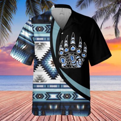 Native American Hawaiian Shirt, Bear Scratch Hawaiian Shirt, Native Pattern Shirt