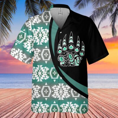 Native American Hawaiian Shirt, Bear Slippers Hawaiian Shirt, Native Pattern Shirt