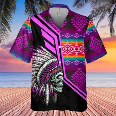 Native American Hawaiian Shirt,  Campfire Friendship Hawaiian Shirt, Native American Chief Shirt, Native Pattern Shirt