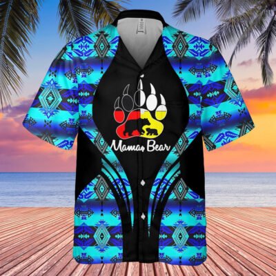 Native American Hawaiian Shirt, Grizzly Gear Hawaiian Shirt, Native Pattern Shirt