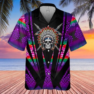 Native American Hawaiian Shirt, Knight Of The Dark Hawaiian Shirt, Native American Chief Shirt, Native Pattern Short Sleeve Shirt