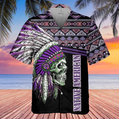 Native American Hawaiian Shirt, Moonlit Legend Hawaiian Shirt, Native American Chief Shirt, Native Pattern Shirt