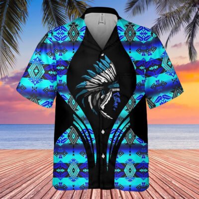 Native American Hawaiian Shirt, Native American Chief Hawaiian Button Hawaiian Shirt, Native American Chief Shirt, Native Pattern Shirt