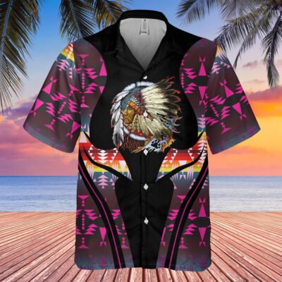 Native American Hawaiian Shirt, Peace Campfire Hawaiian Shirt, Native American Chief Shirt, Native Pattern Shirt