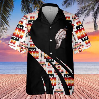 Native American Hawaiian Shirt, Soaring Feather Explore The World Freely Hawaiian Shirt, Native Pattern Short Sleeve Shirt
