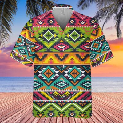 Native American Hawaiian Shirt, Striking Agate Hawaiian Shirt, Native Pattern Shirt