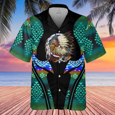 Native American Hawaiian Shirt, Summer Memories Hawaiian Shirt, Native American Chief Shirt, Native Pattern Short Sleeve Shirt