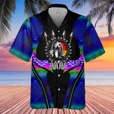 Native American Hawaiian Shirt, Warrior Soul Bracelet Hawaiian Shirt, Native American Chief Shirt, Native Pattern Short Sleeve Shirt