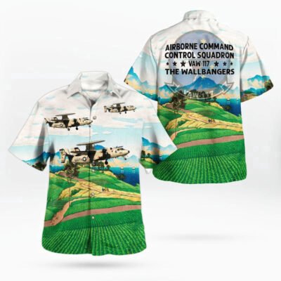 Navy Hawaiian Shirt, Us Navy Airborne Command &Amp Control Squadron 117 (Vaw-117) The Wallbangers E-2D Hawkeye Hawaiian Shirt, Navy Shirts Mens