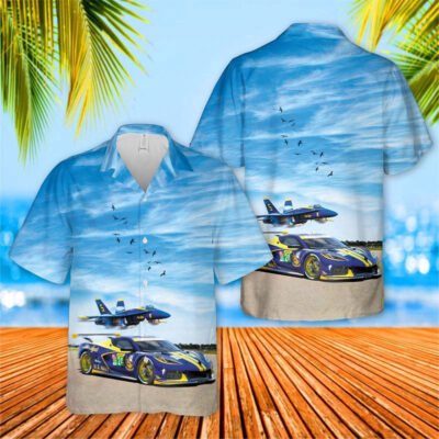 Navy Hawaiian Shirt, Us Navy Blue Angels Chevrolet Corvette C8R Gte Hawaiian Shirt, Navy Shirts Mens