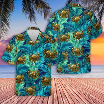 Navy Hawaiian Shirt, Us Navy Diving Officer Hawaiian Shirt, Navy Shirts Mens