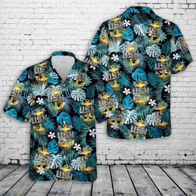 Navy Hawaiian Shirt, Us Navy E-9 Master Chief Petty Officers Anchor Hawaiian Shirt_6540, Navy Shirts Mens