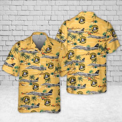 Navy Hawaiian Shirt, Us Navy F-14A Tomcat Of Vf-84 Jolly Rogers Pocket Hawaiian Shirt, Navy Shirts Mens