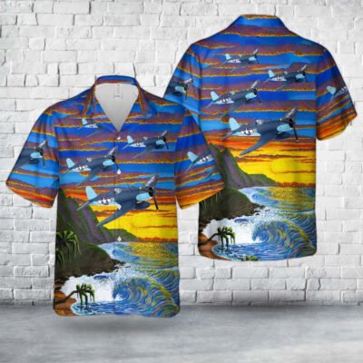 Navy Hawaiian Shirt, Us Navy F4U Corsair Pappy Boyington World War Ii Hawaiian Shirt, Navy Shirts Mens