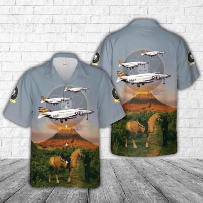 Navy Hawaiian Shirt, Us Navy Fighter Squadron 151 (Fitron 151) Vf-151 'Vigilantes' Hawaiian Shirt, Navy Shirts Mens