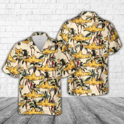 Navy Hawaiian Shirt, Us Navy Gold Ssbn Deterrent Patrol Insignia Hawaiian Shirt, Navy Shirts Mens
