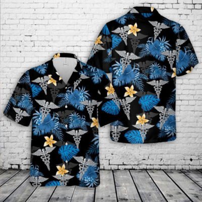 Navy Hawaiian Shirt, Us Navy Hospital Corpsman Hm) A Caduceus Hawaiian Shirt, Navy Shirts Mens