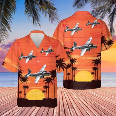 Navy Hawaiian Shirt, Us Navy North American B-25 Mitchell Hawaiian Shirt, Navy Shirts Mens