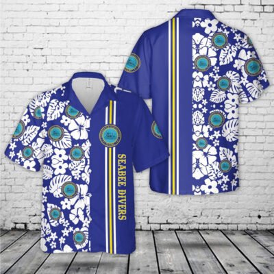 Navy Hawaiian Shirt, Us Navy Seabee Divers Hawaiian Shirt, Navy Shirts Mens