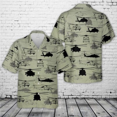Navy Hawaiian Shirt, Us Navy Sikorsky Sh-60 Seahawk Silhouette Hawaiian Shirt, Navy Shirts Mens